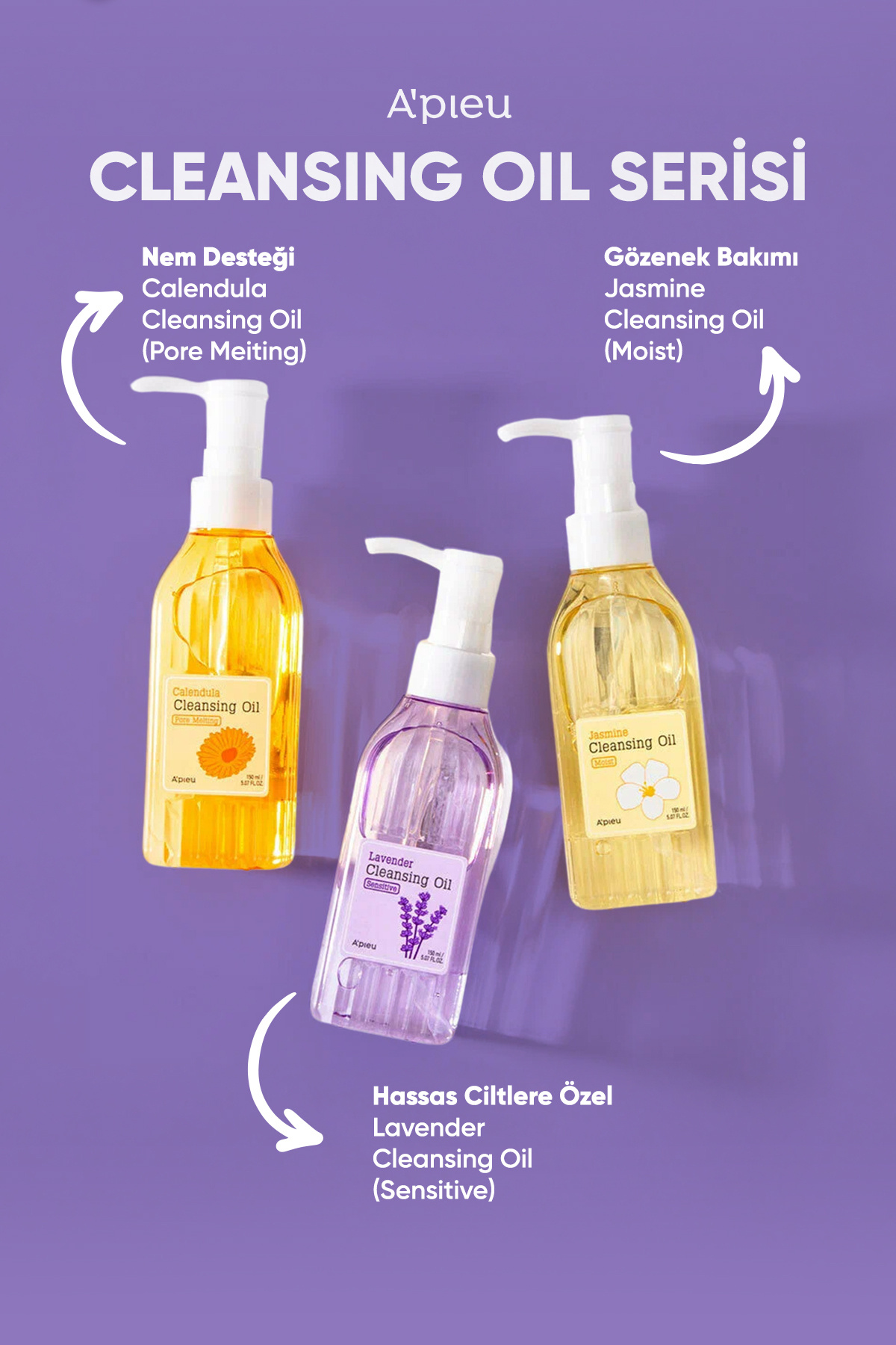 Missha-Makeup Remover Oil Suitable for Sensitive Skin Containing Lavender a'Pieu Lavender Cleansing Oil Sensitive 5
