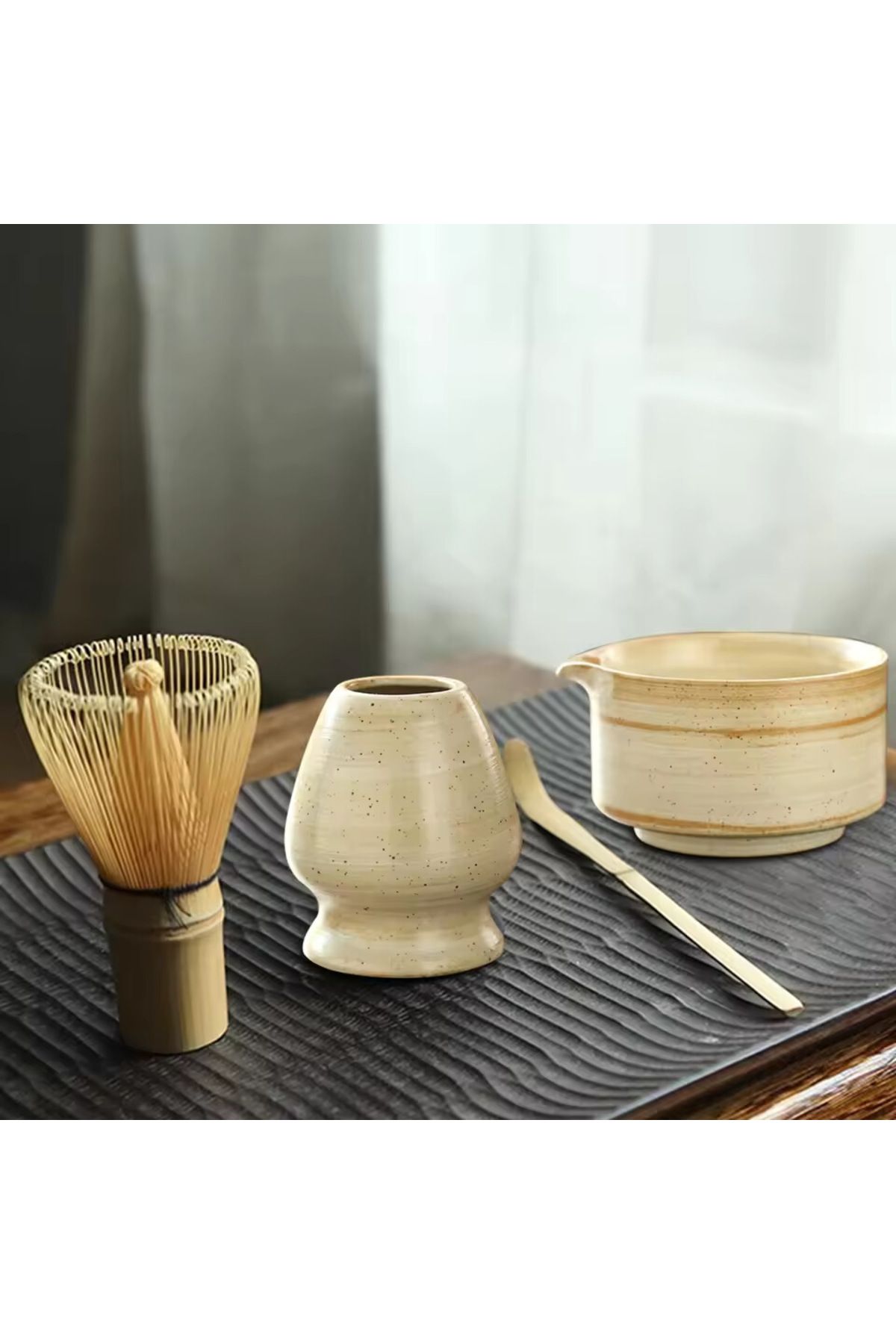Choice-White 4pcs Japanese Matcha Tea Set Safe Bamboo Whisk Teaspoon Tea Sets Indoor Beverage Shop Tea-maki 3