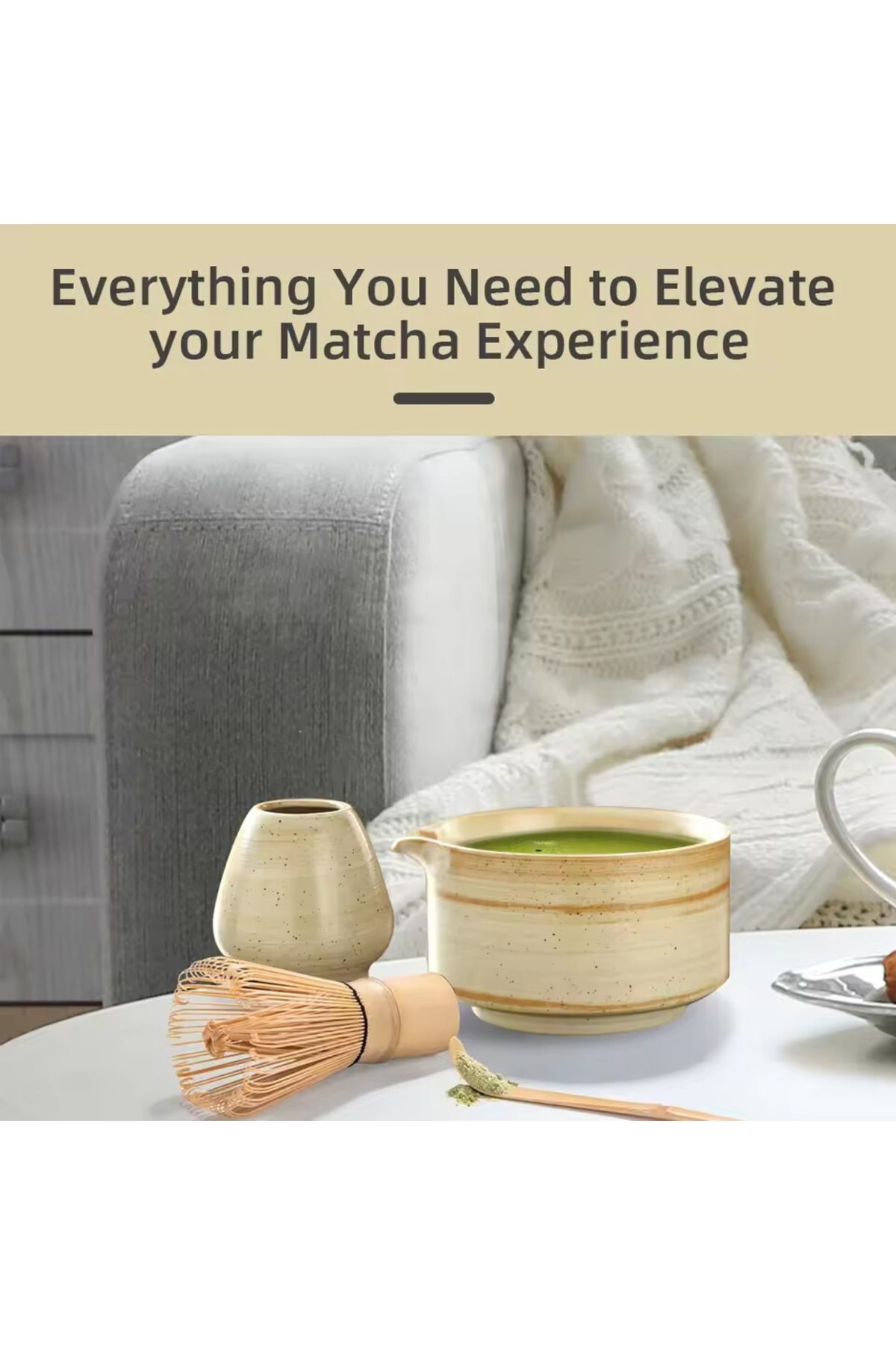 Choice-White 4pcs Japanese Matcha Tea Set Safe Bamboo Whisk Teaspoon Tea Sets Indoor Beverage Shop Tea-maki 7