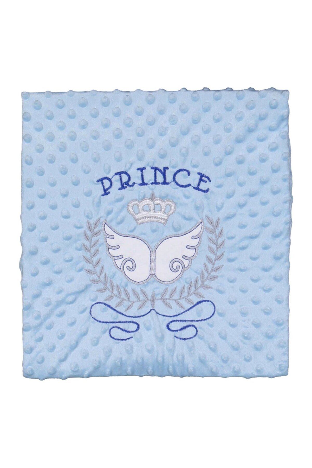bebegen-Blue Prince Embroidered Chickpea Blanket for Baby Boy - 80X90 2