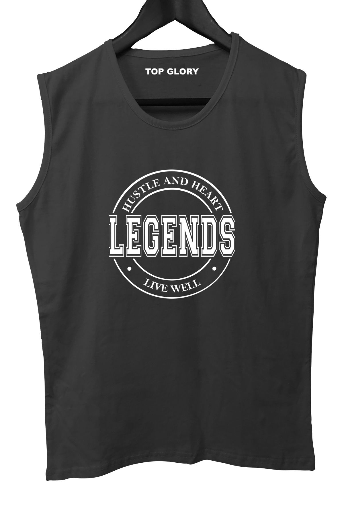 TOP GLORY Legend Circle Baskılı Kolsuz Sporcu T-shirt Tank Top Sporcu Fitness Atlet