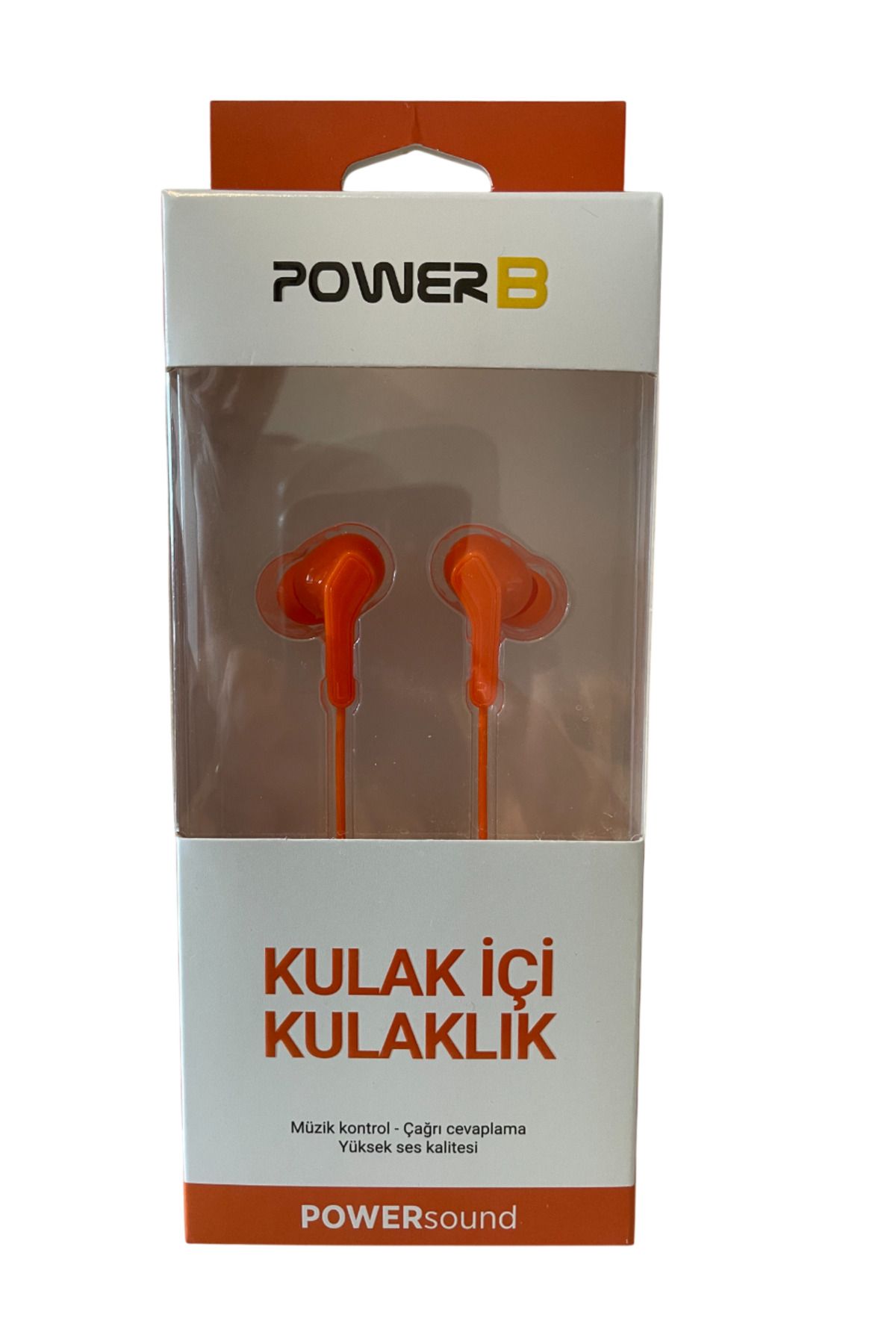 POWER B PowerB PWB407 Power Sound Kulak İçi Mikrofonlu Kulaklık, Silikon Başlık, Turuncu