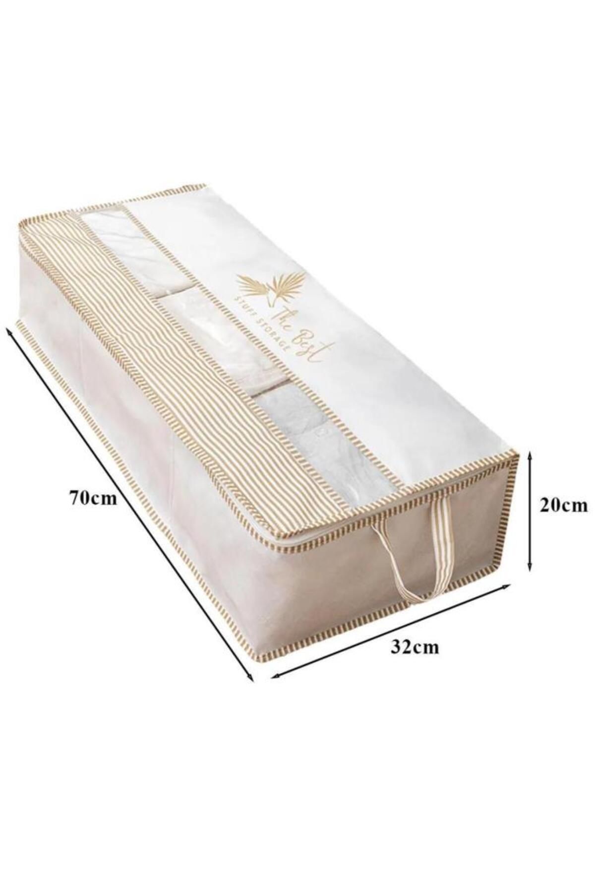 Flosoft-2 Pieces of Windowed Base Storage Box, Base under Bed Cabinet 3 Compartment Organizer Storage Storage Box Set of 2 5
