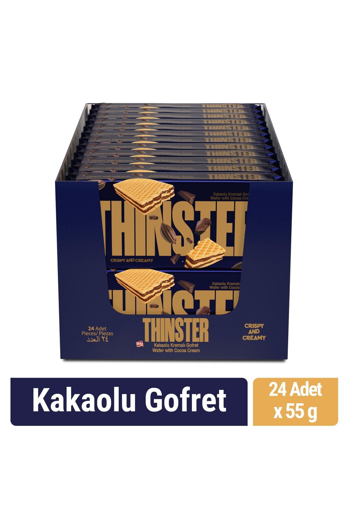 Thinster Kakaolu Kremalı Gofret 55 gr X 24 Adet