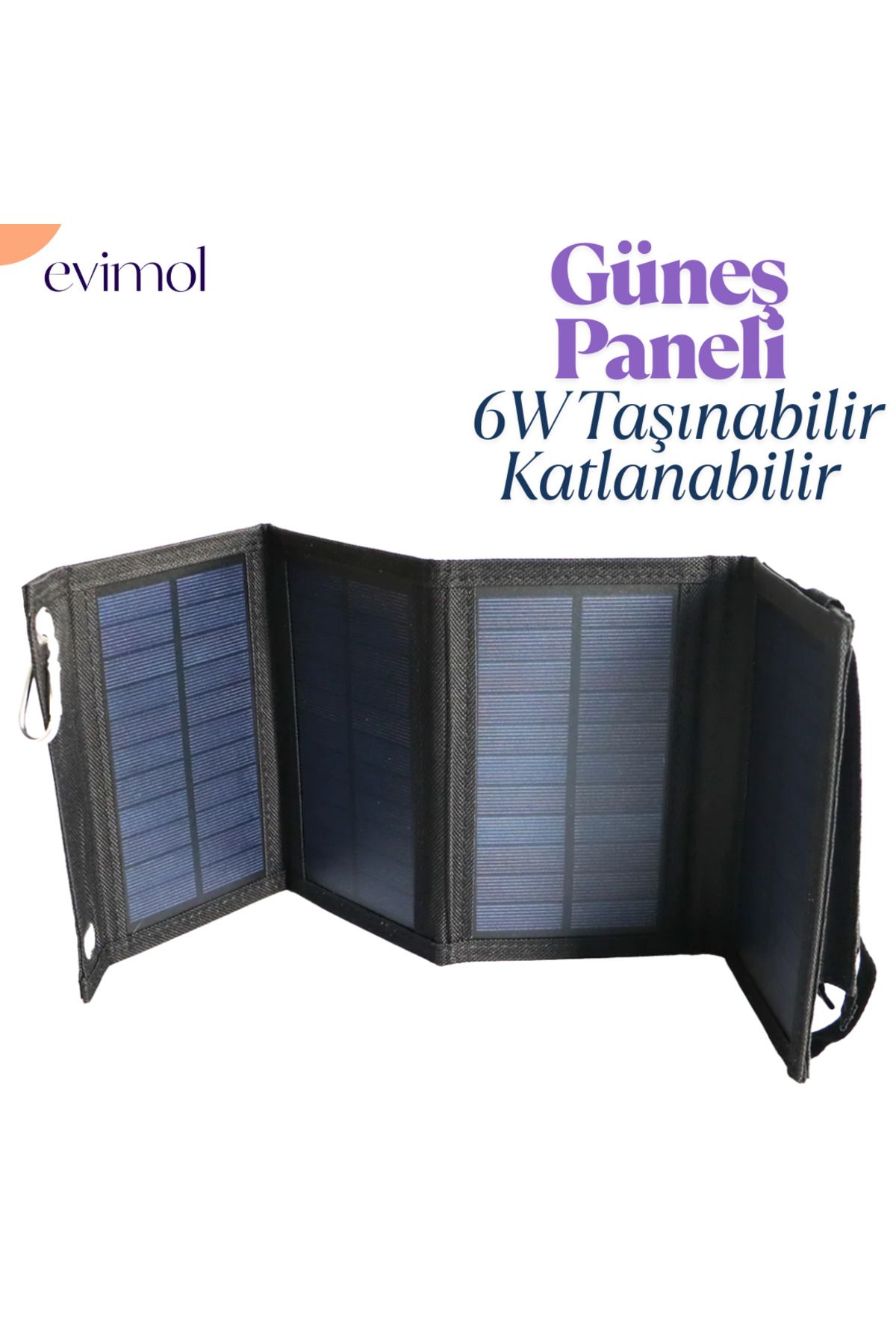 EVİMOL Antfea 6W Taşınabilir Katlanabilir, USB Çıkışlı, Kamp ve Doğa Aktiviteleri için Güneş Enerjisi