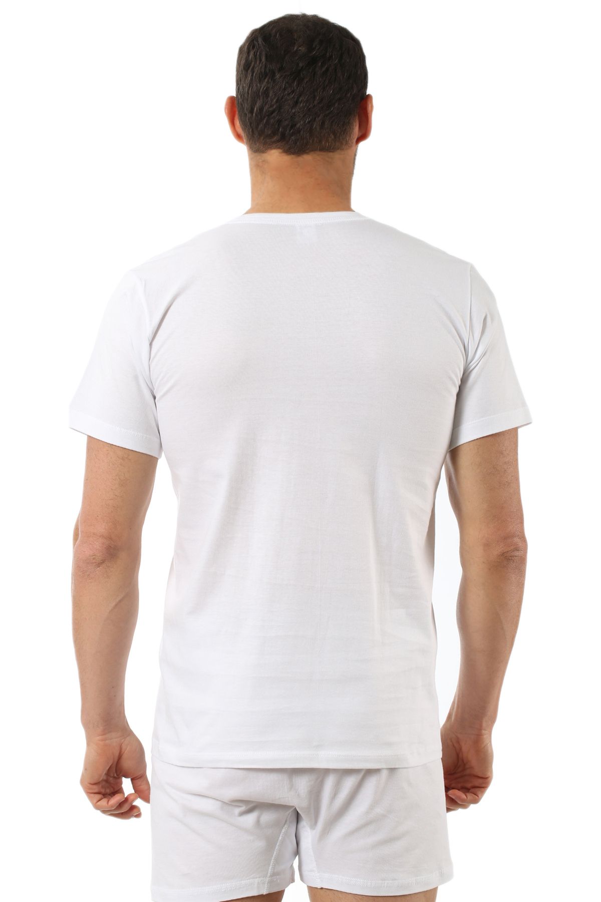 ÖZKAN underwear-Özkan 0059 Men's 100% Cotton Single Jersey Fabric Open Neck Half Sleeve Undershirt 7