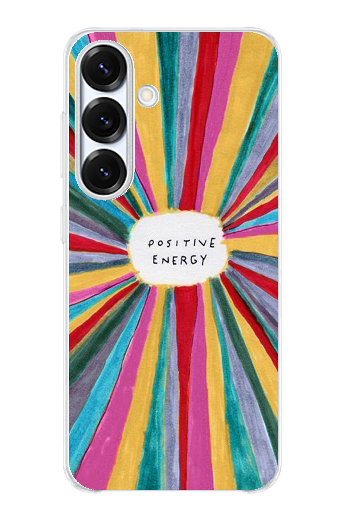 TechTree Samsung Galaxy S25 Uyumlu Positive Energy Tasarımlı Şeffaf Silikon Kılıf