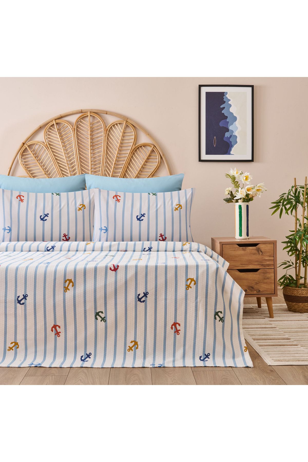 Evidea Soft Marina Tek Kişilik Pike Takımı - Beyaz