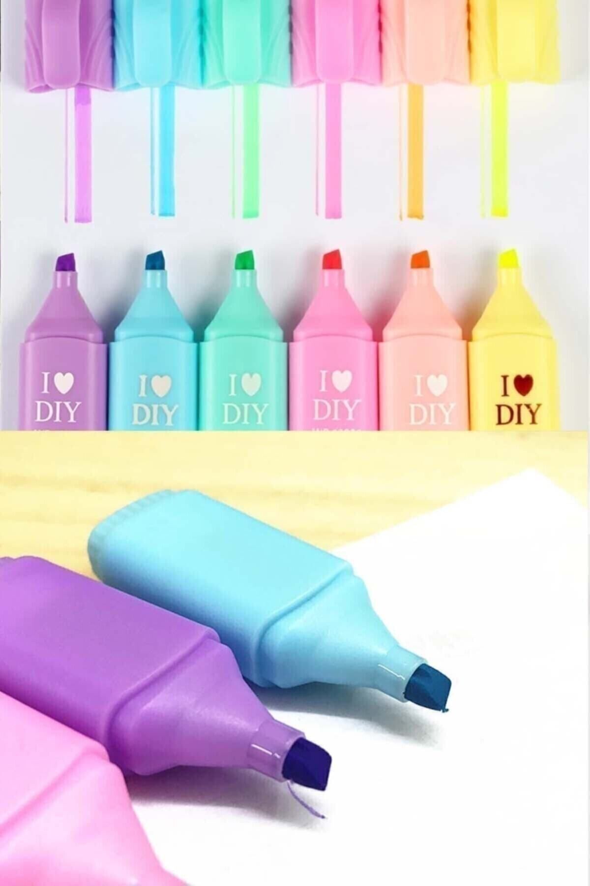 Drawline Mini Fosforlu Kalem 6'lı Öğrenci Işaretleme Kalemi - Pastel Renkler