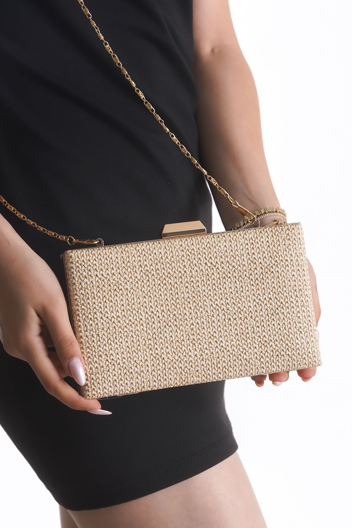 Famels Kadın Desenli Abiye Clutch Portföy El Gece Düğün Nişan Abiye Çantası