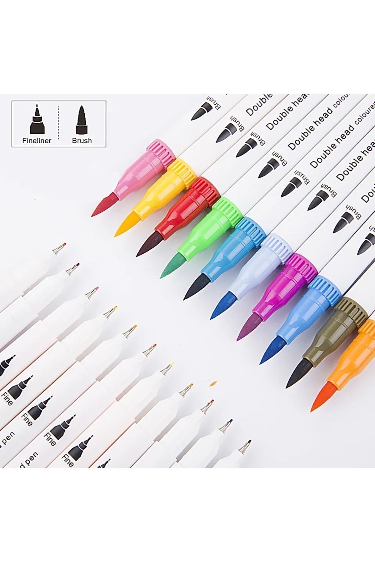Drawline 36 Lı Çift Uçlu Fırça Ve 0.4 Mm Fine Uçlu Marker Kalem Seti Cüzdanlık Kalem Seti Pro