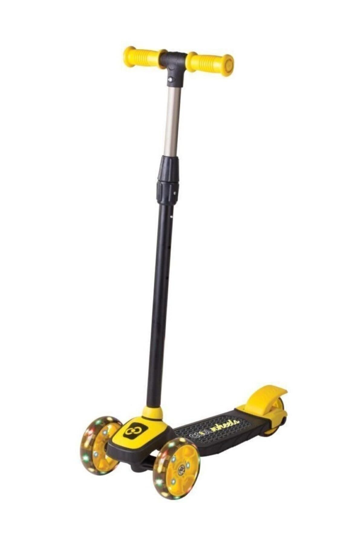 Mhm Collections Unisex Çocuk Sarı Cool Wheels Led Işıklı 3 Tekerlekli Yükseklik Ayarlı Twist Scooter