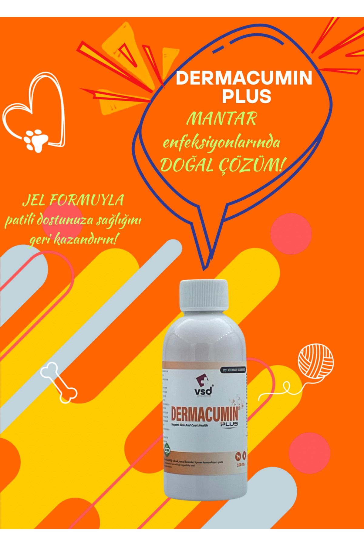 vsd DERMACUMIN PLUS 100ml Jel Köpekler için Cilt Enfeksiyonları Tedavi Desteği