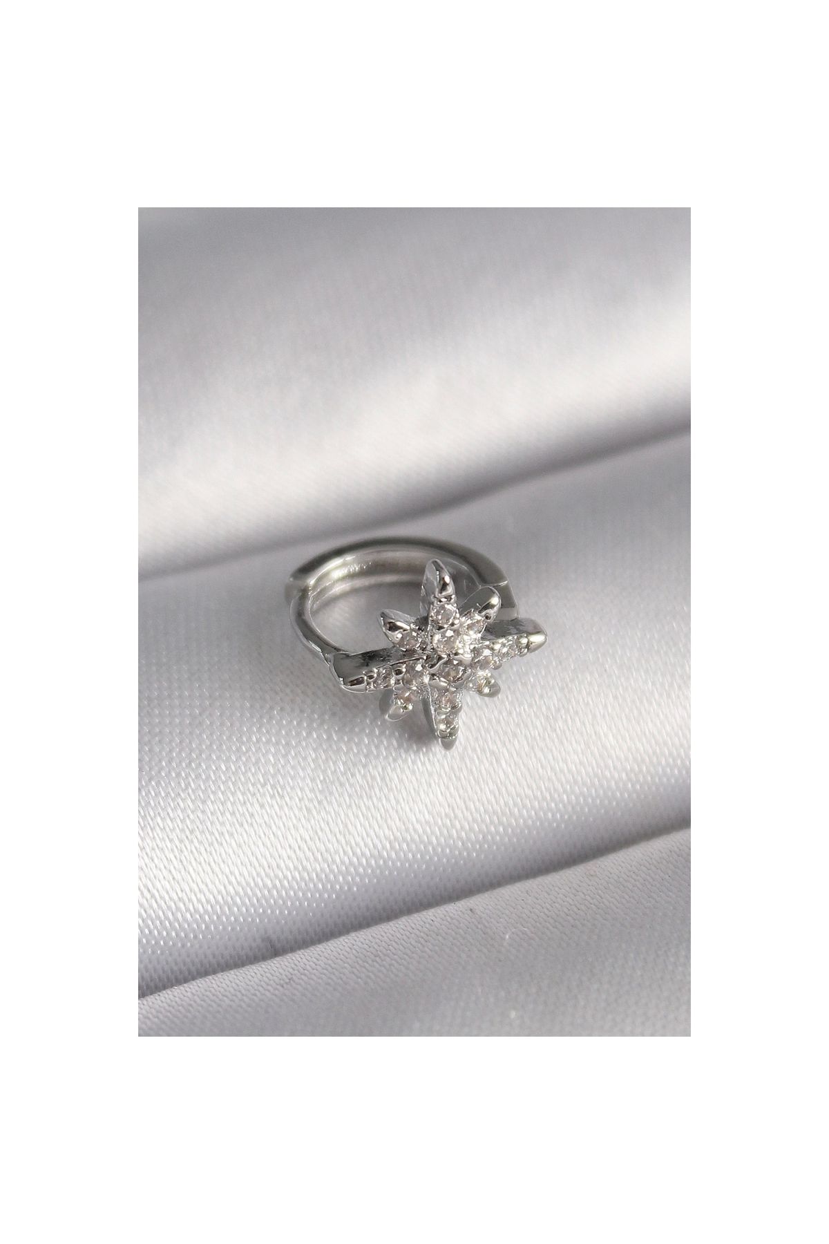 Marsilyan 316L Çelik Gümüş Renk Zirkon Taşlı Kutup Yıldızı Model Tragus Piercing - TJ-PR1301
