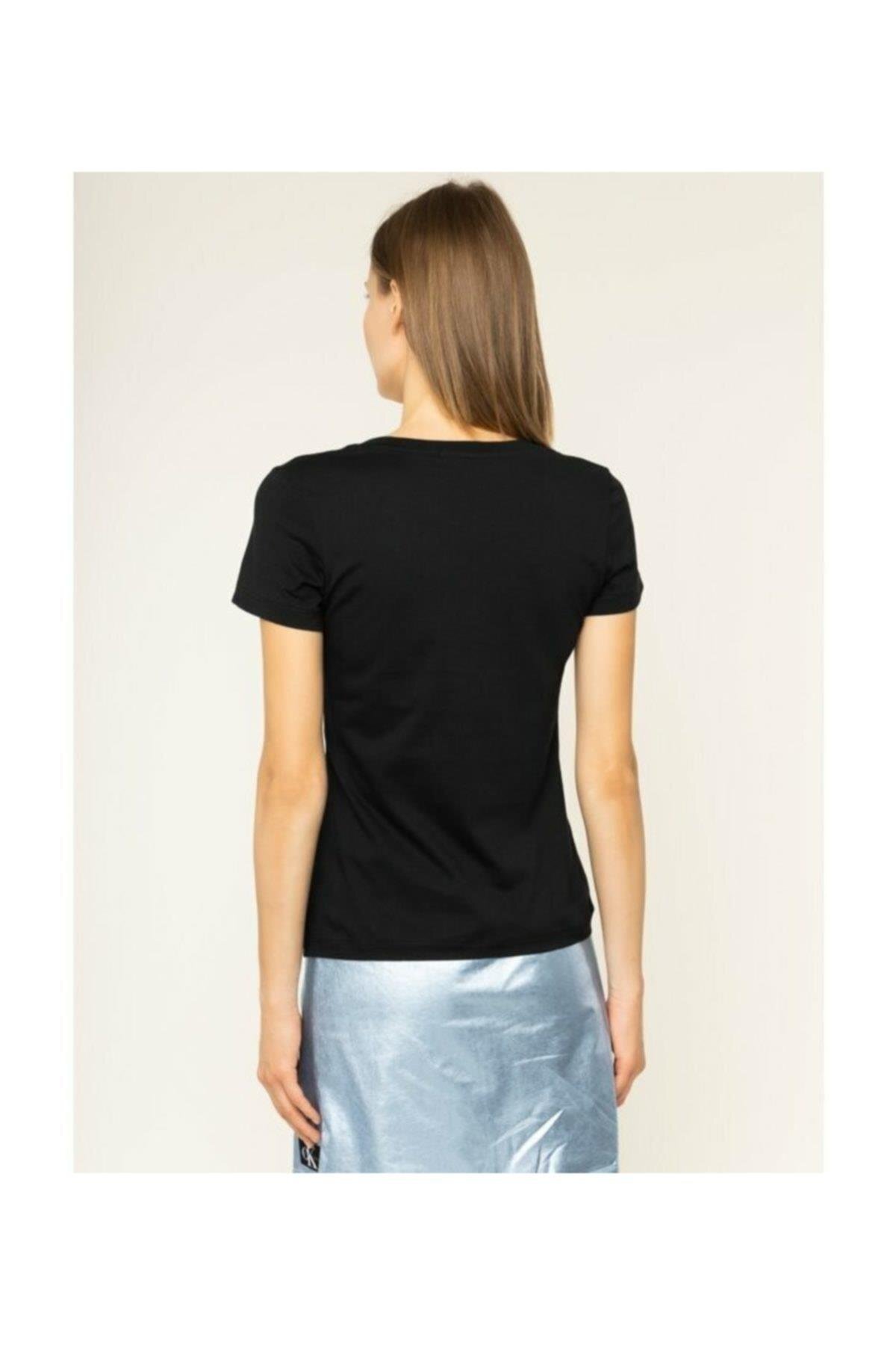 Calvin Klein Slim Fit Kadın T-Shirt Siyah görsel 6