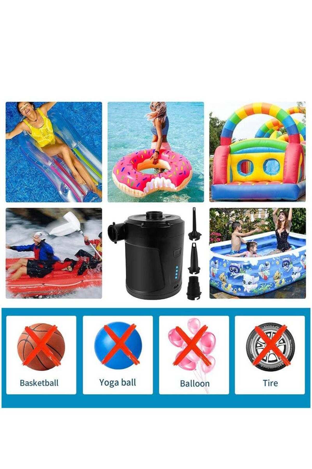 fulina-Electric Air Pump,with 3 Detachable Nozzles,Portable Compact Size &Powerful Pressure,for Inflatables 6
