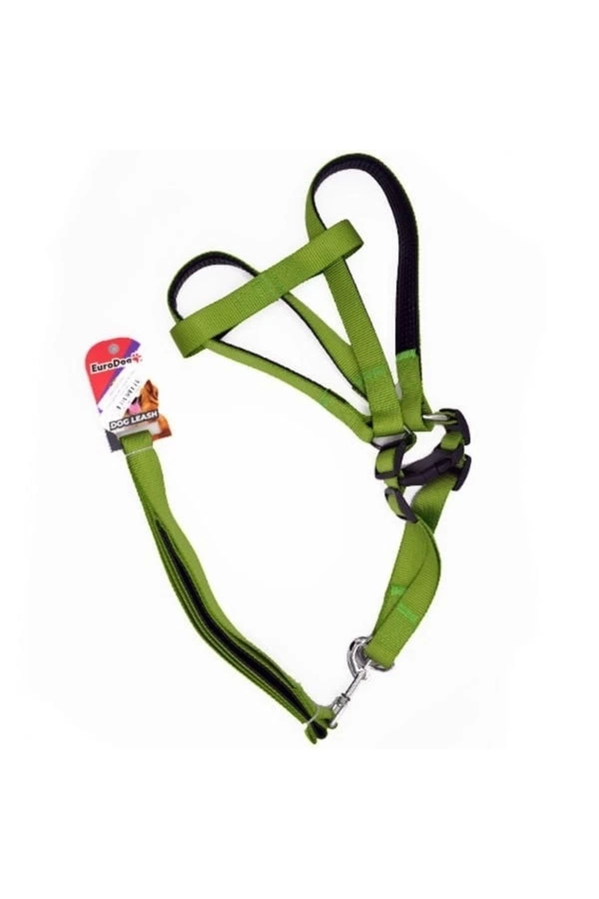 YNT İthalat Euro Dog Köpek Uzatma Tasması ve Göğüs Tasması Takımı Yeşil 25 Mm 120 Cm