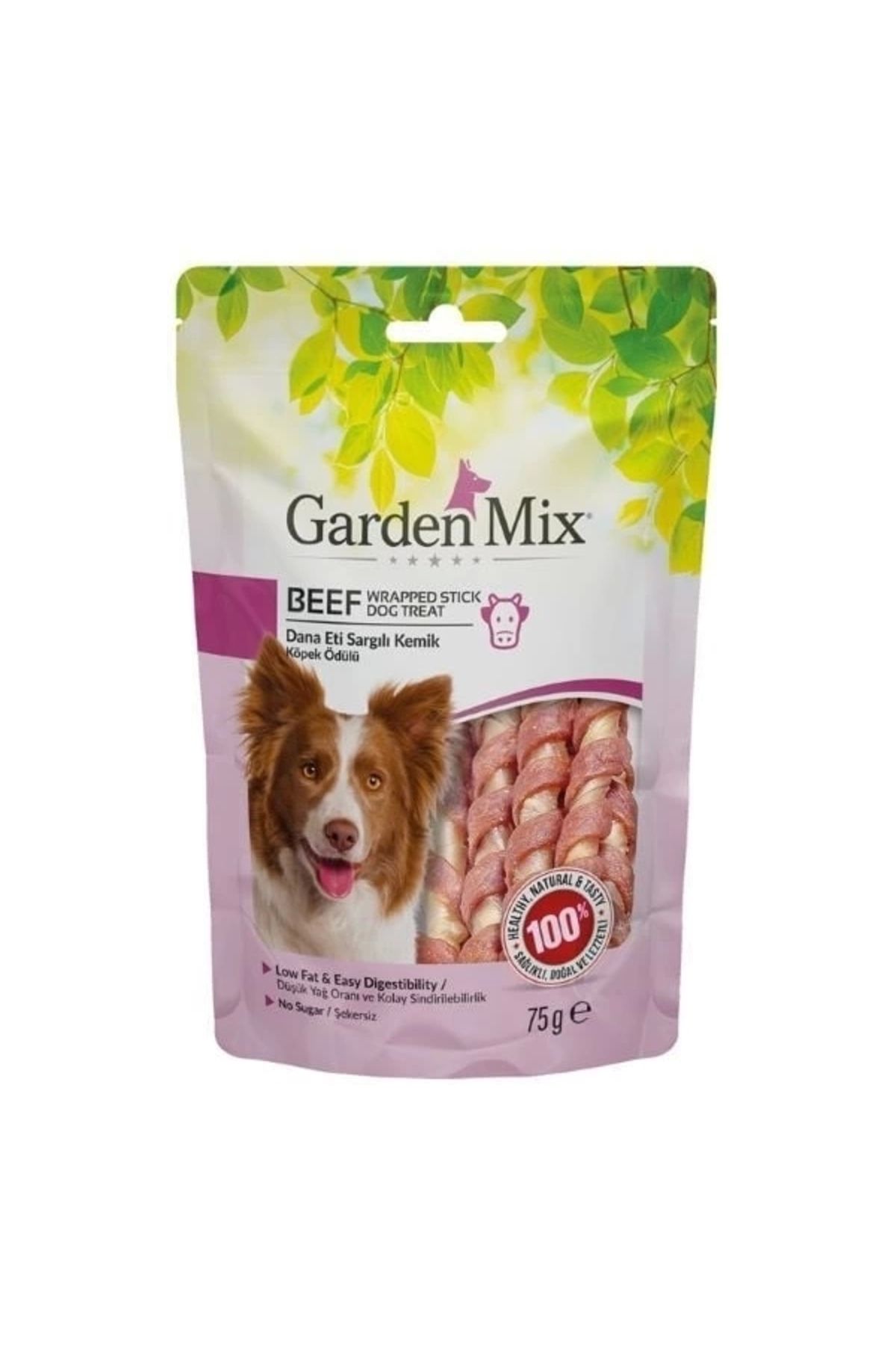 YNT İthalat Garden Mix Dana Eti Sargılı Kemik Düşük Yağlı Şekersiz Stick Köpek Ödül Maması 75 Gr