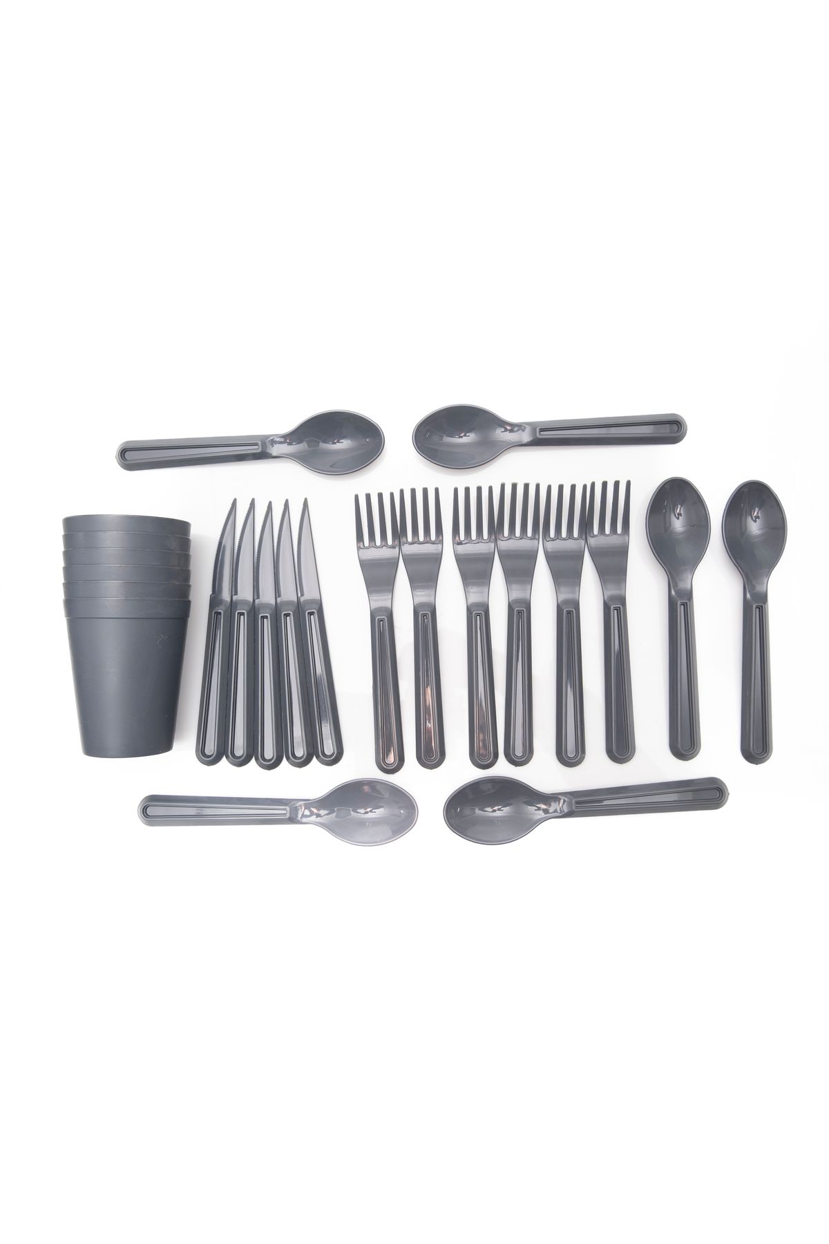 denizhomecollection-32 Piece Plastic Picnic Set - Anthracite Color 5