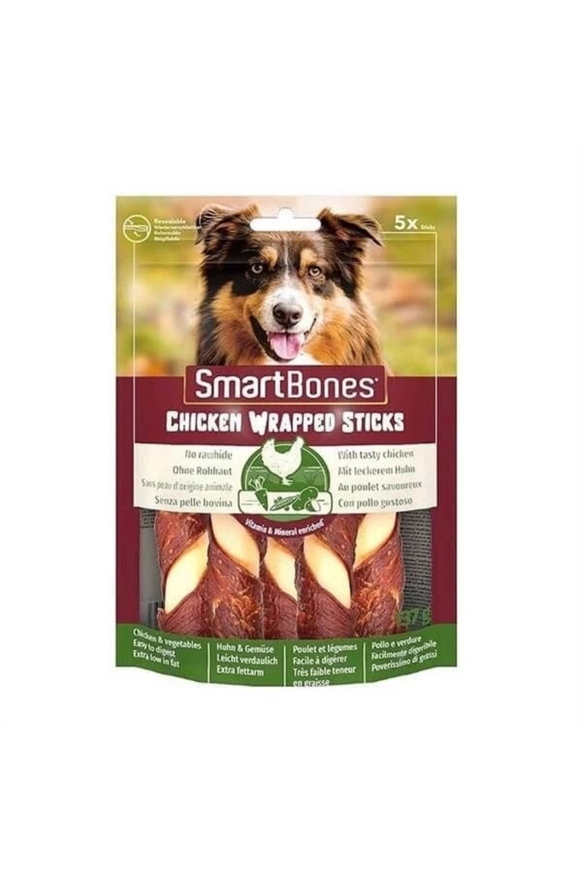 YNT İthalat Smart Bones Tavuk Sargılı Stick Köpek Ödül Maması M 5 Li 137 Gr