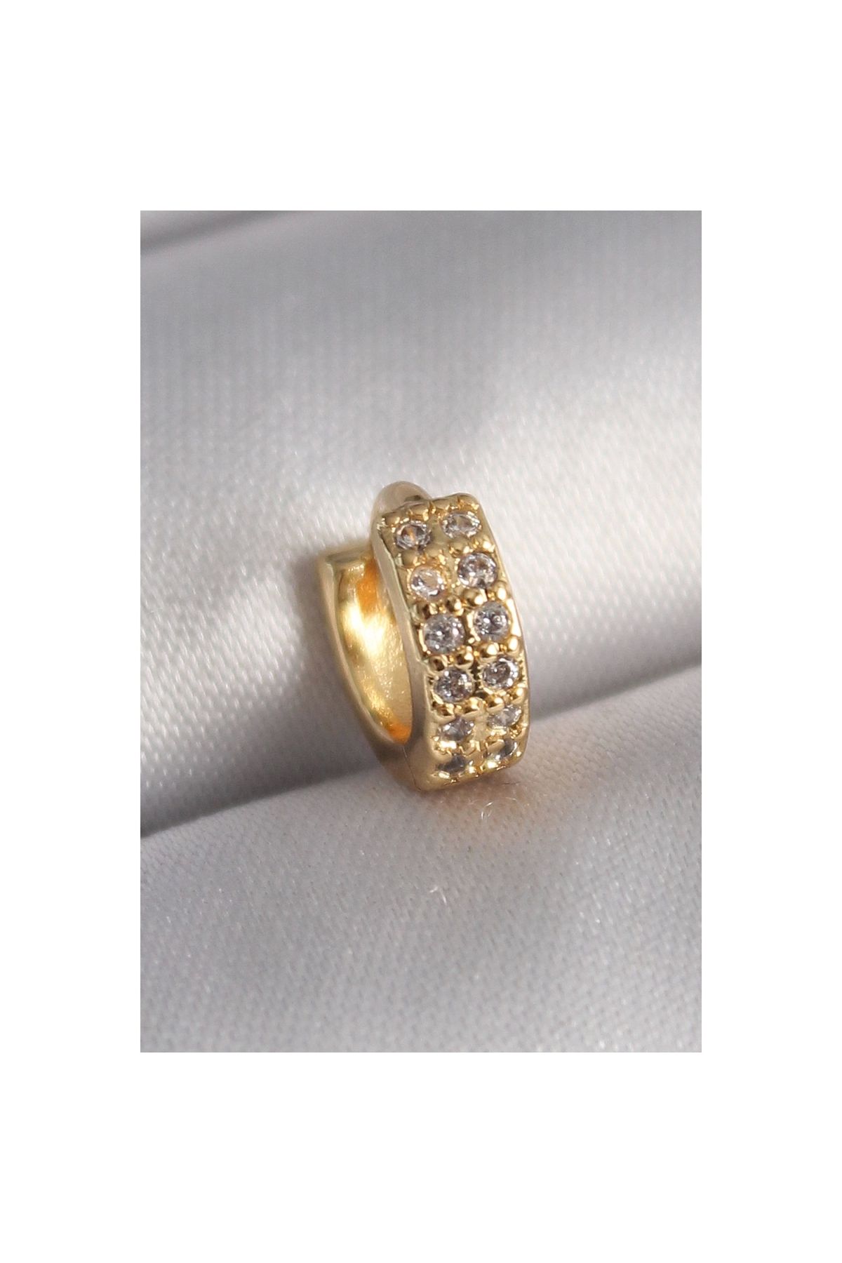 Marsilyan 316L Çelik Gold Renk Zirkon Taşlı Tragus Piercing - TJ-PR1304