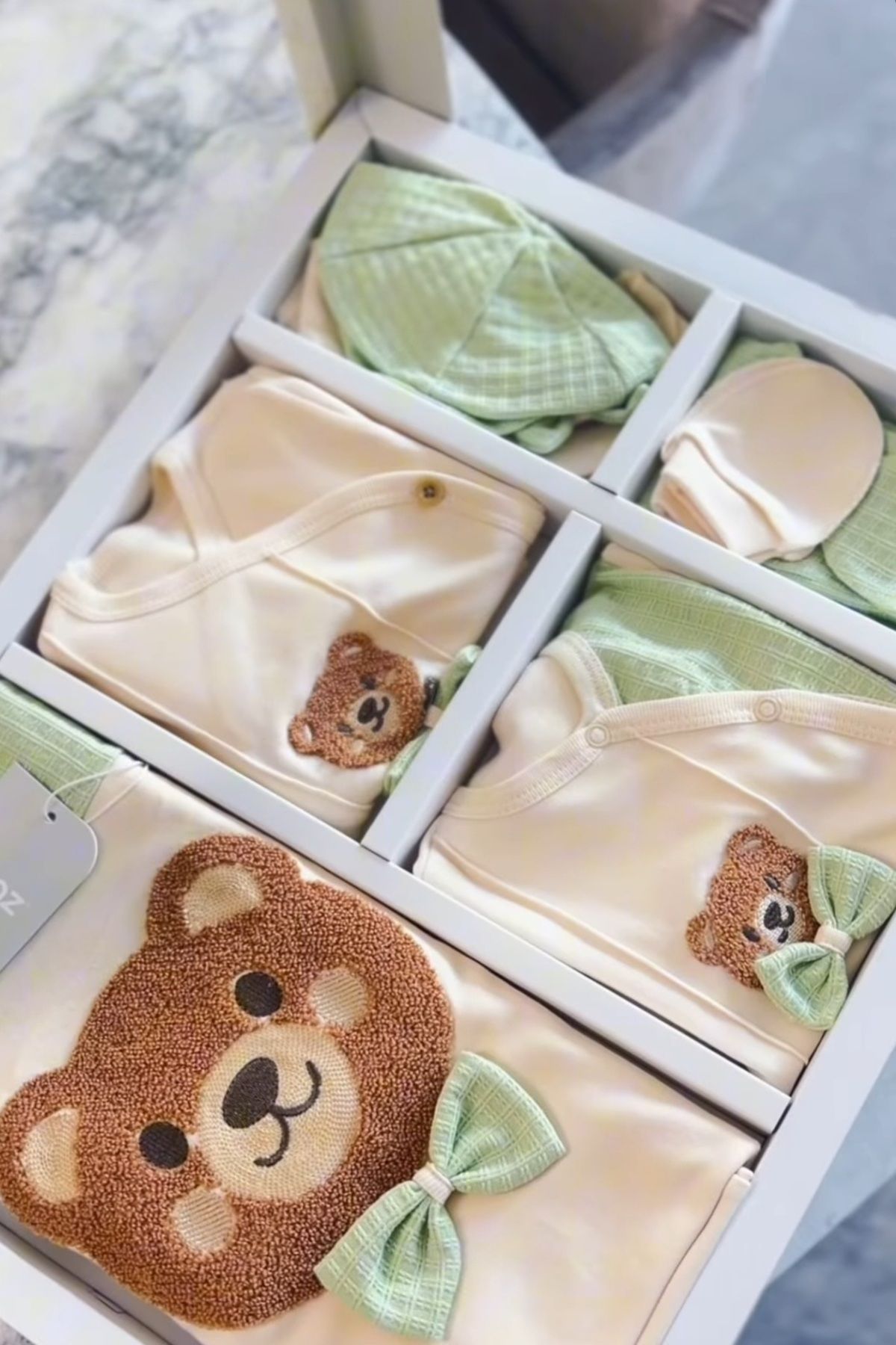 mini zeyn Erkek Bebek Organik Pamuklu Teddy Model 10'lu Takım Hastane Çıkışı 0-3ay