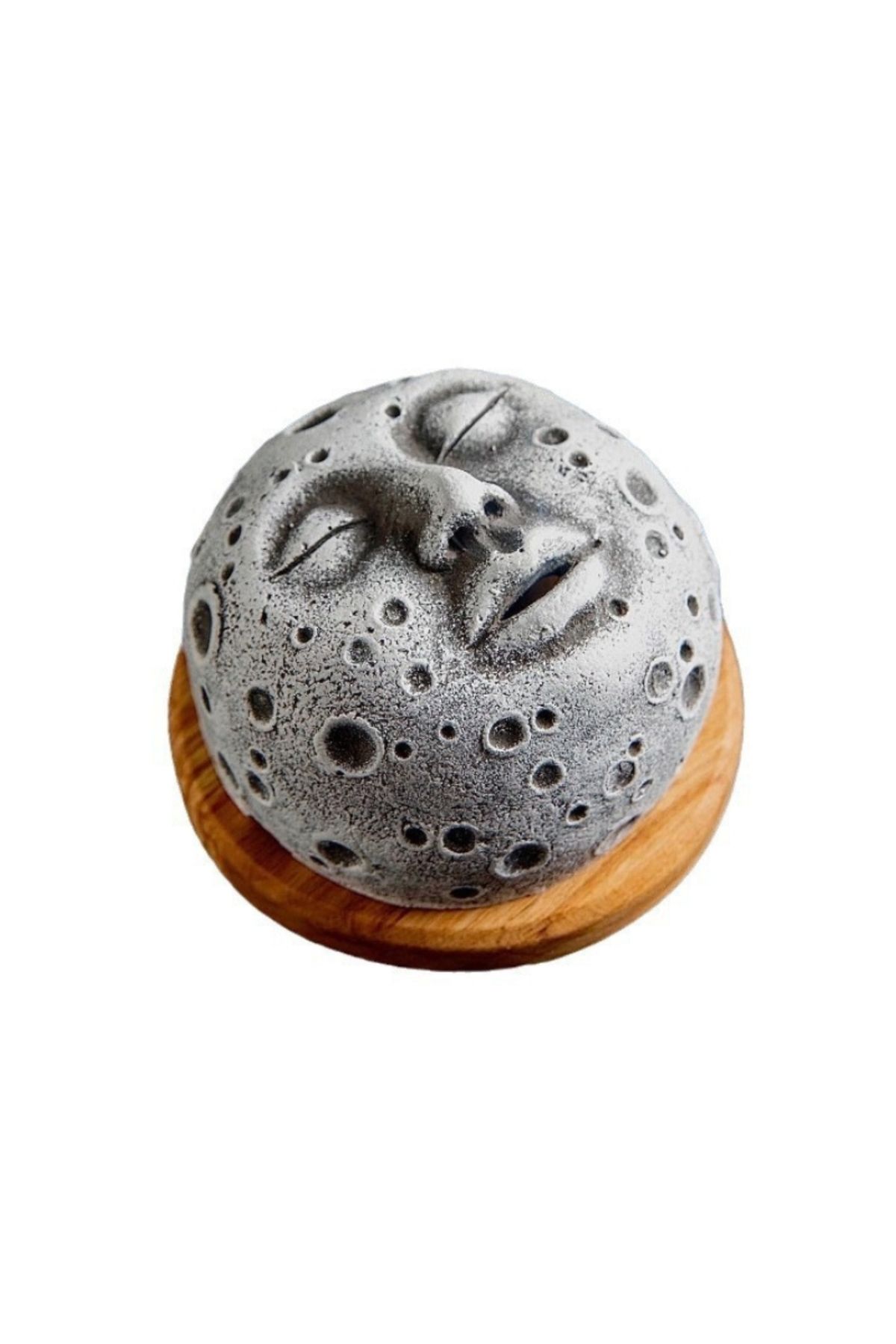 OEM-Scented cone holder, Moon face, resin with wooden base, a fascinating decorative object 1