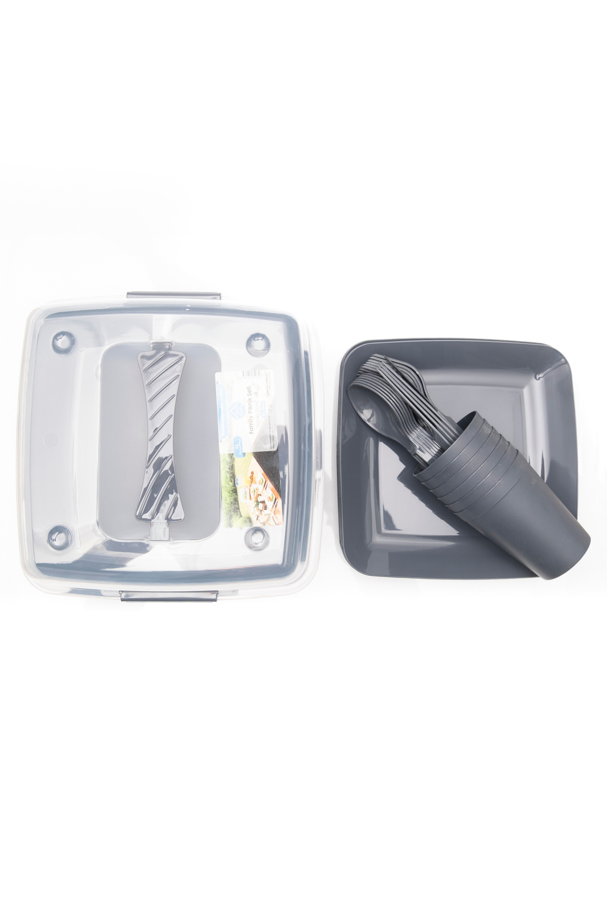 denizhomecollection-32 Piece Plastic Picnic Set - Anthracite Color 8