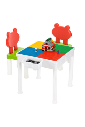 CREATİVE GAMES Mega Aktivite Ve Çalışma Masası LE.GO Classic Uyumlu 2 Sandaly...