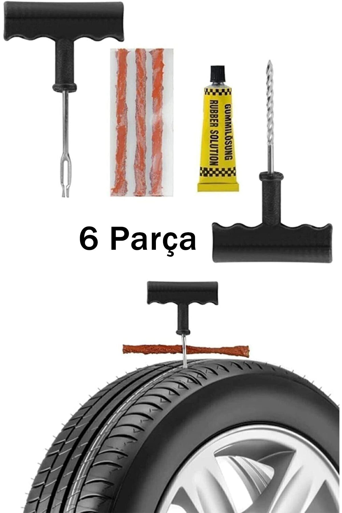 Liku Acil Durum Lastik Tamir Seti Araç Güvenliği İçin 6 Parça Lastik Tamir seti
