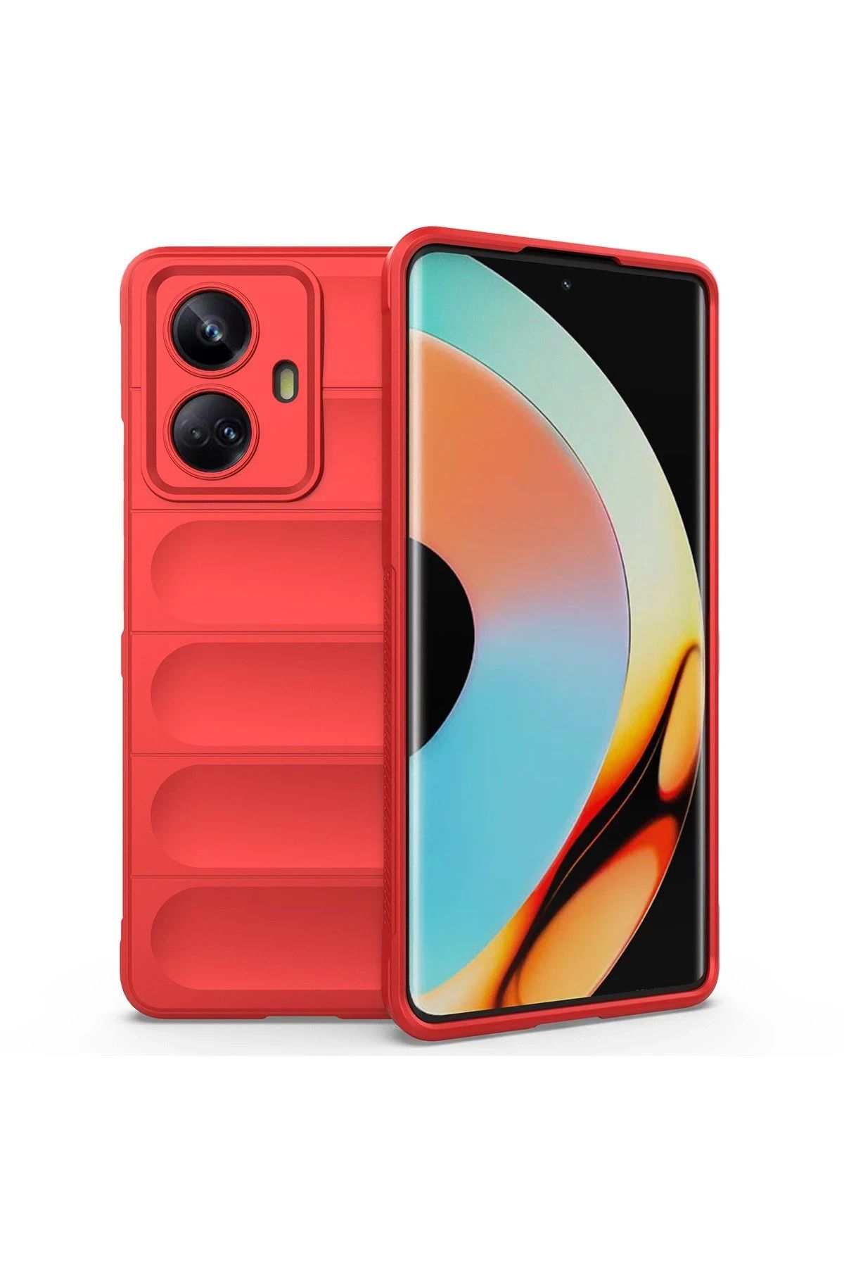 NewFace Realme 10 Pro 5G Kılıf Optimum Silikon - Kırmızı HNZRN