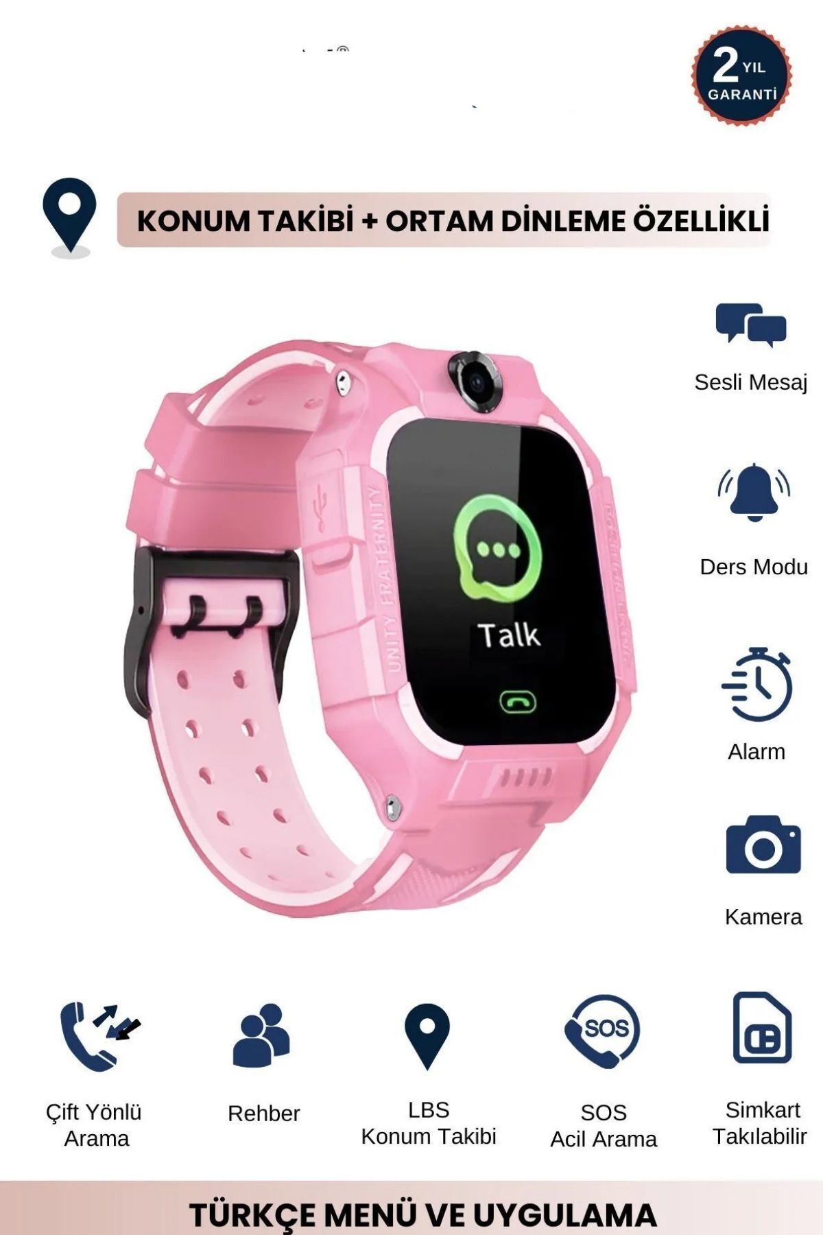 HEPSİCEPTE Uyumlu Çocuk Saati – Uyumlu Uzaktan Dinleme & Ders Modu Pembe