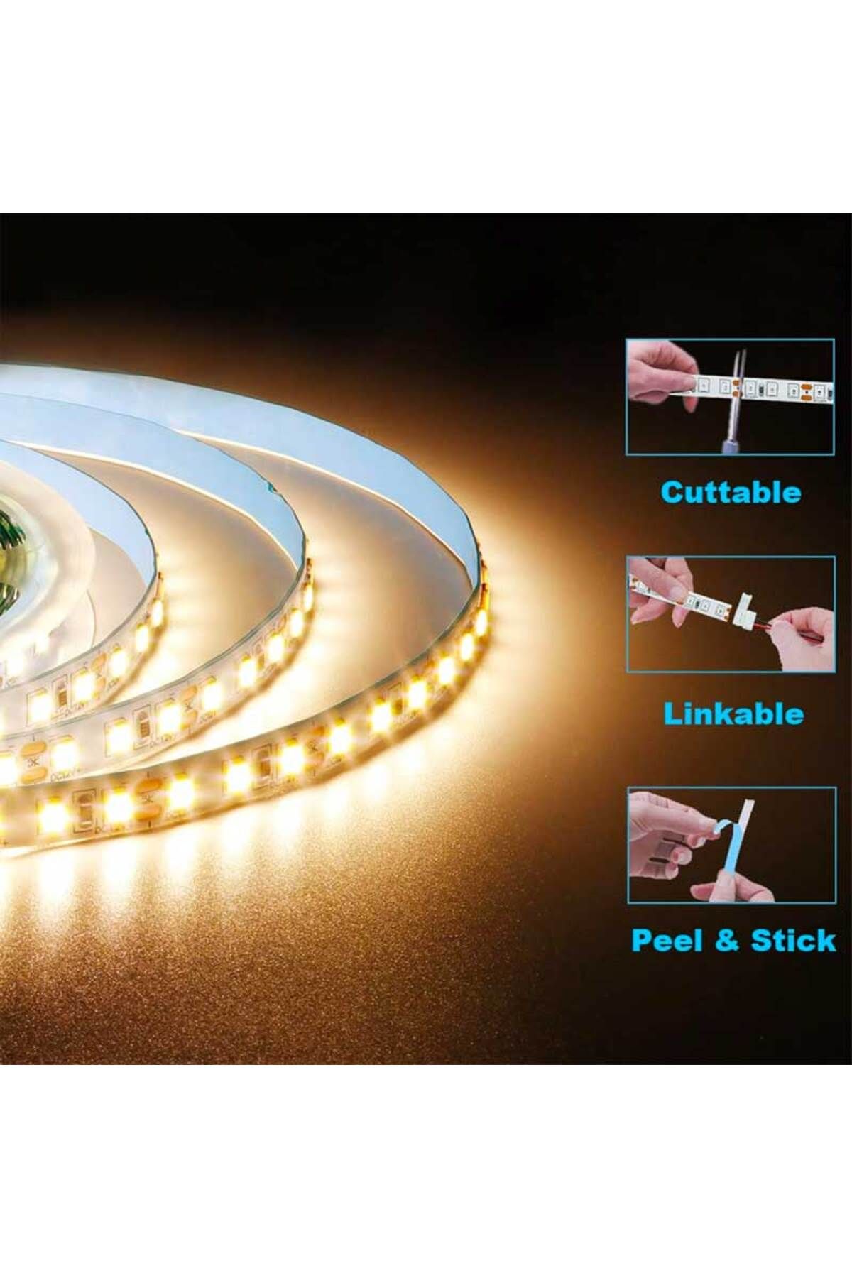 CLASSLIGHTS-Bandă LED SMD5050 - 120 LED/m, iluminare alb cald, exterior IP65 - rolă de 5 metri, ElectroAZ 3