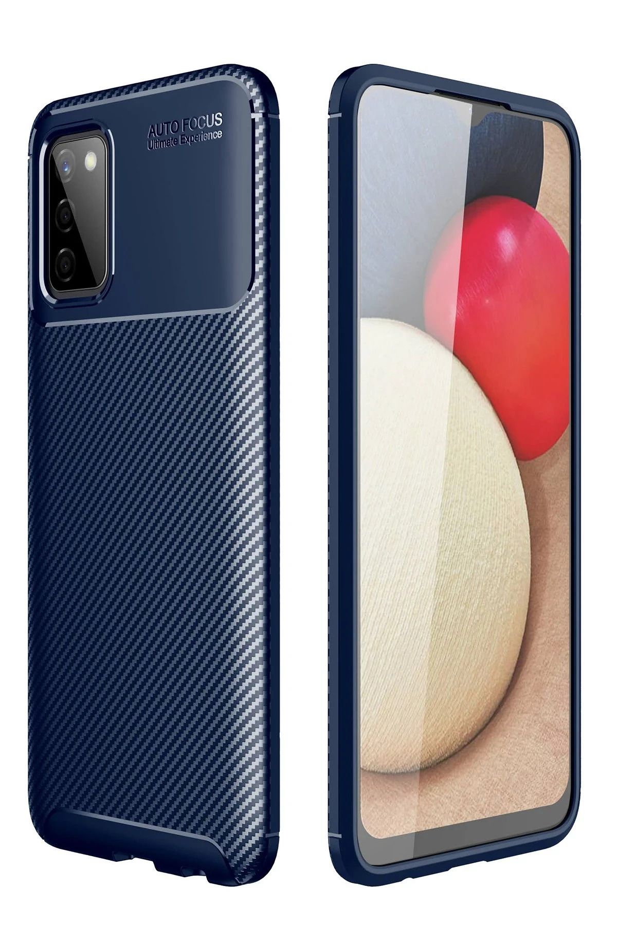 NewFace Samsung Galaxy A02S Kılıf Auto Focus Karbon Kapak - Lacivert NRMSA