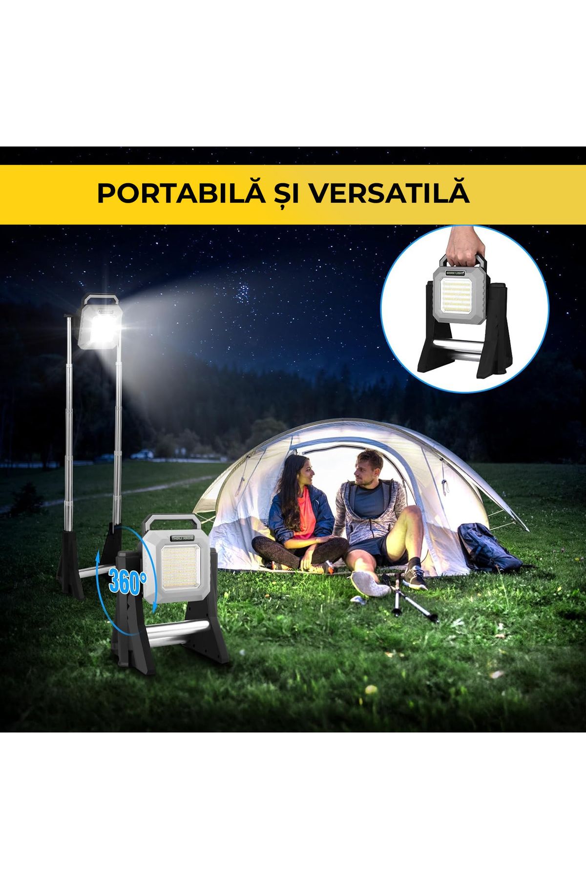CLASSLIGHTS-Height Adjustable Work Lamp, 10,000mah Battery, External Battery Function, 8