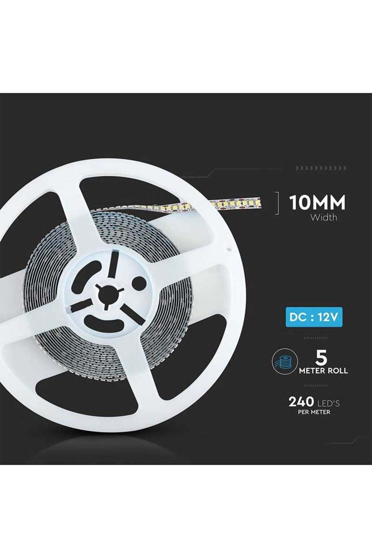 CLASSLIGHTS-Led Strip 12v, 3000k, Warm White Light, 240led/m, Ip20, 5 Meter Roll, 3