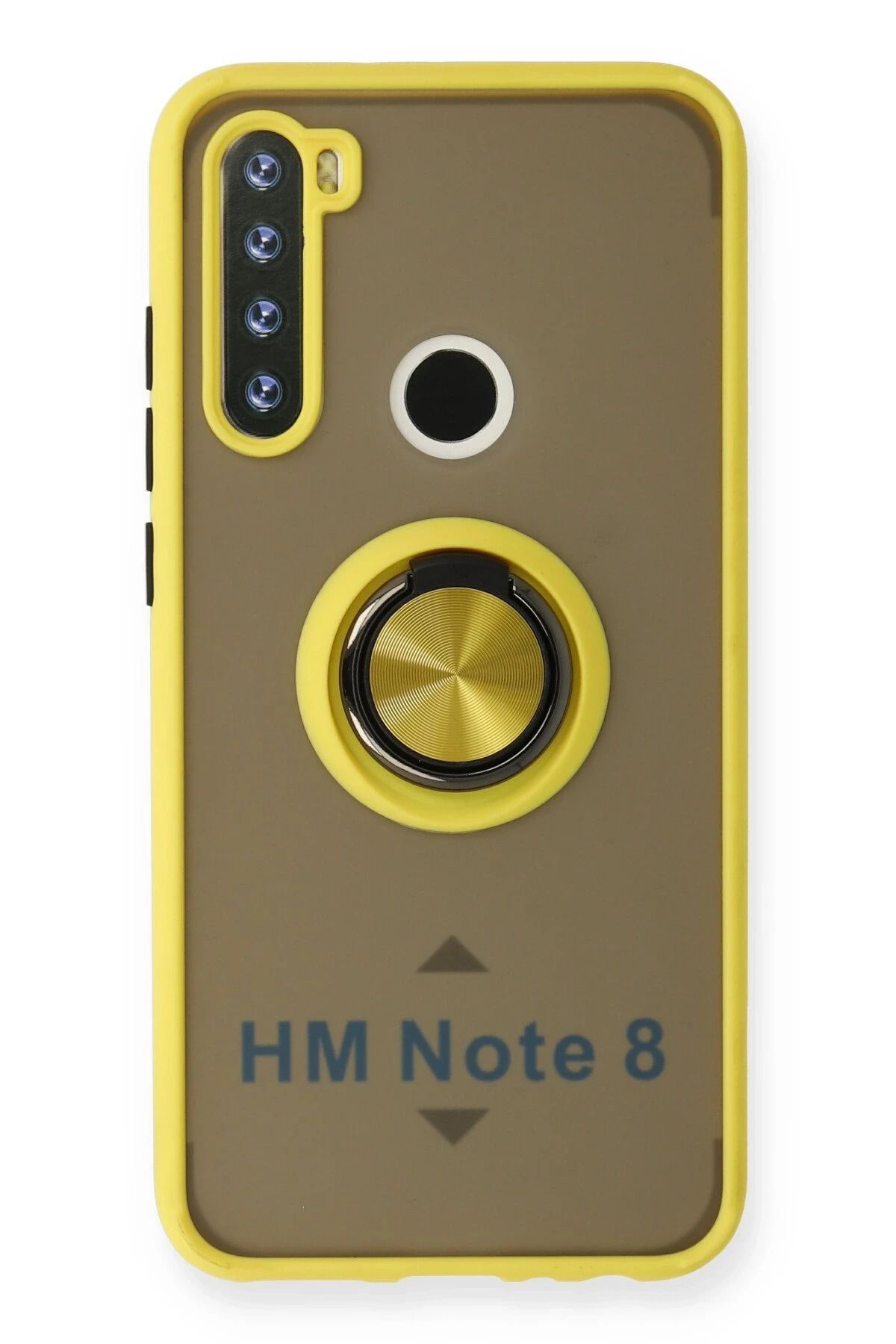 NewFace Xiaomi Redmi Note 8 Kılıf Montreal Yüzüklü Silikon Kapak - Sarı INSLM