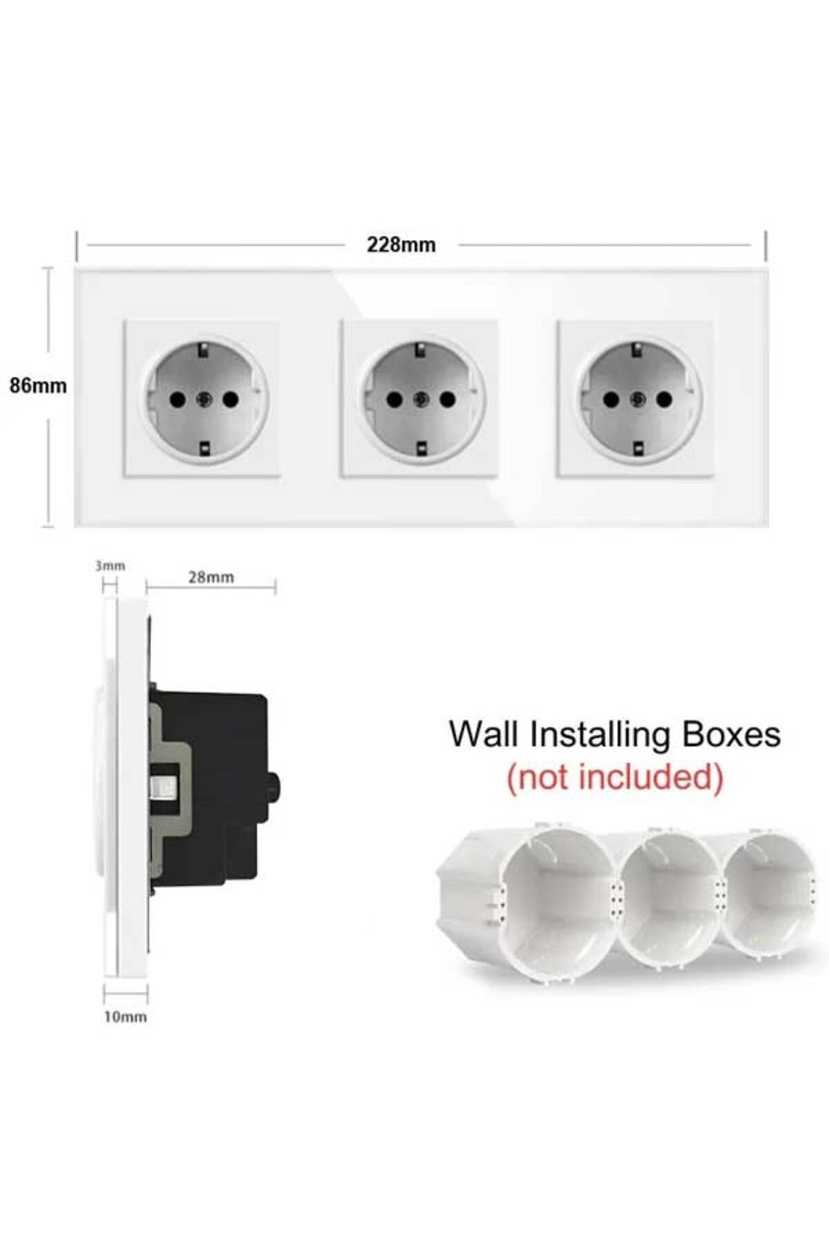 CLASSLIGHTS-Triple socket with tempered glass frame Classlights, 16A, White 7