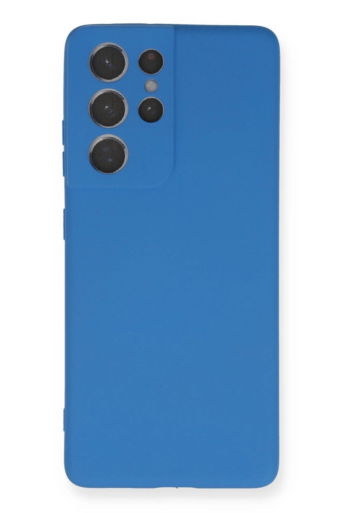 NewFace Galaxy S21 Ultra Uyumlu Kılıf Nano içi Kadife Silikon - Mavi HNZRN