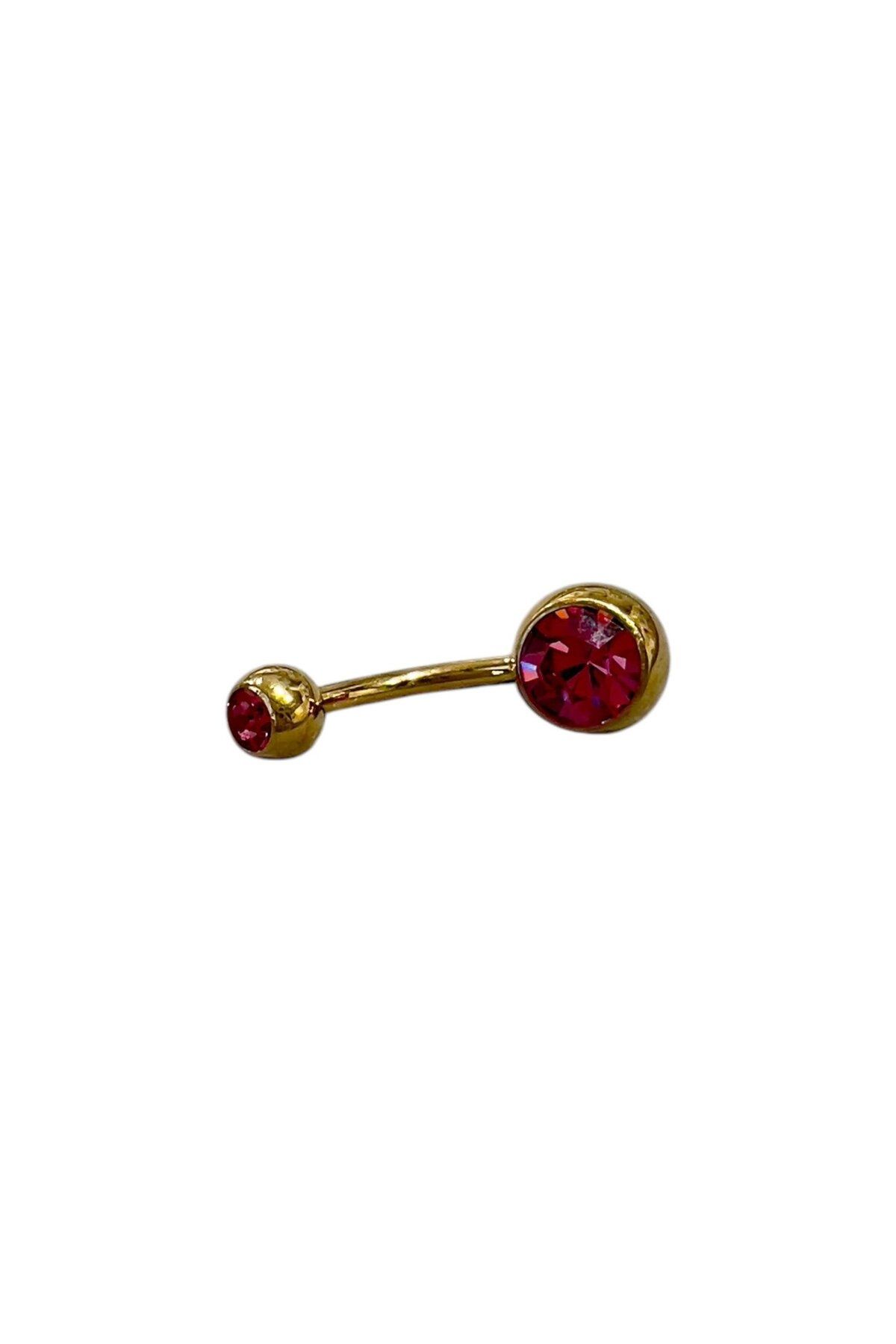 Defne Silver Titanyum Top Taşlı Göbek Piercing