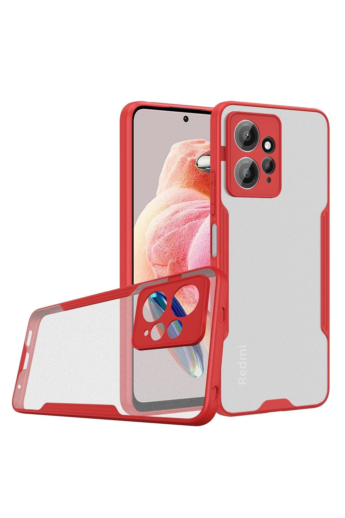 NewFace Xiaomi Redmi Note 12 4G Kılıf Platin Silikon - Kırmızı JOJUA