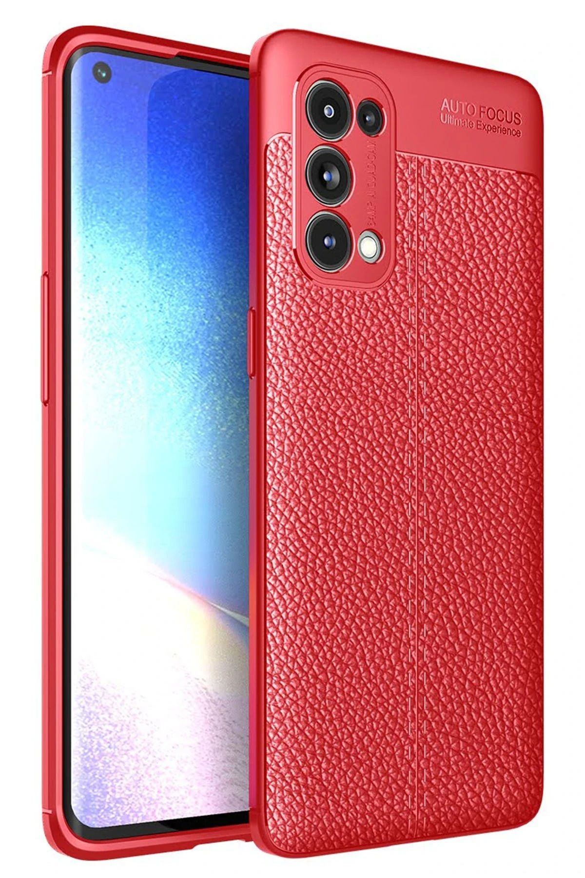 NewFace Reno 5 Pro Kılıf Auto Focus Kapak - Kırmızı NRMSA