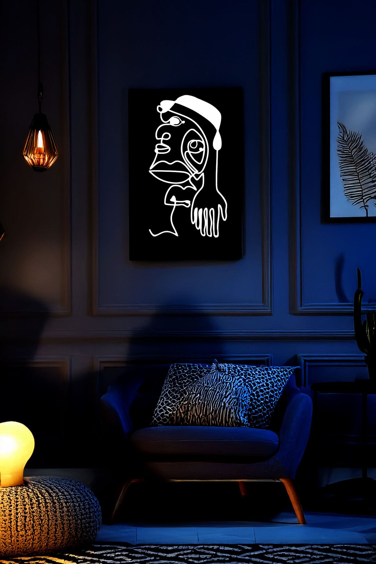 Angels Passion Minimalist Tek Çizgi Sanatı, Reflektörlü Pleksi Duvar Dekoru