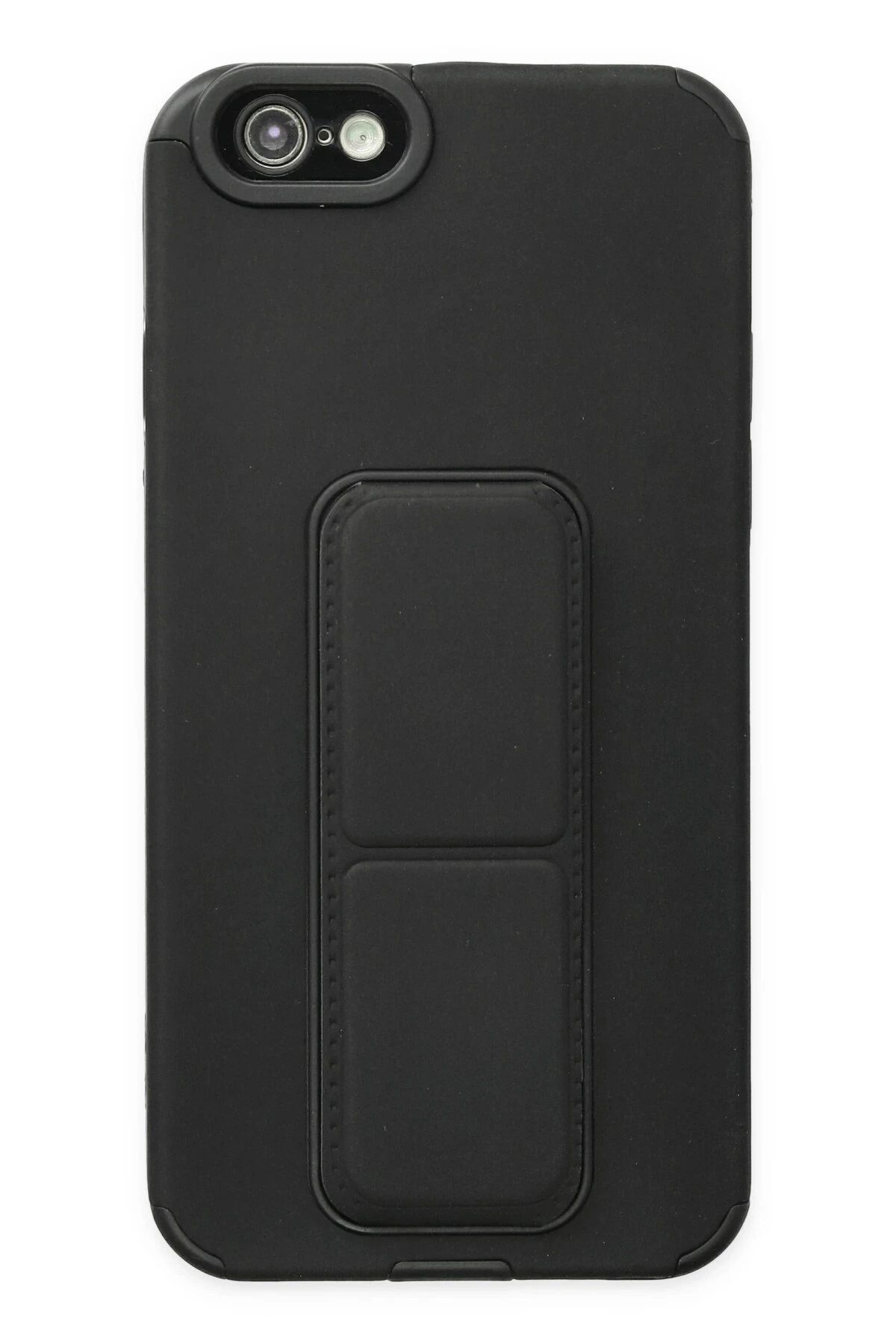 NewFace iPhone 6 Kılıf Mega Standlı Silikon - Siyah NRMSA