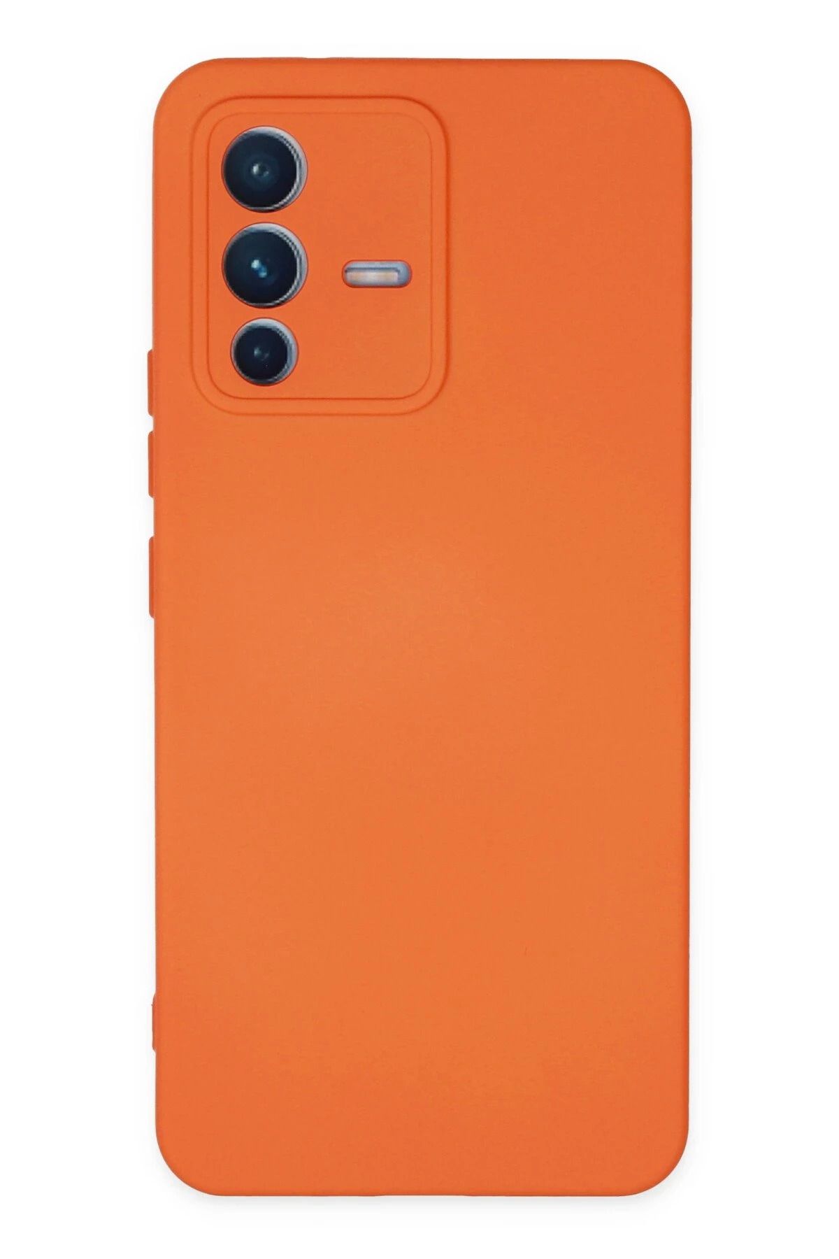NewFace Vivo V23 5G Uyumlu Kılıf Nano içi Kadife Silikon - Turuncu BSTMY
