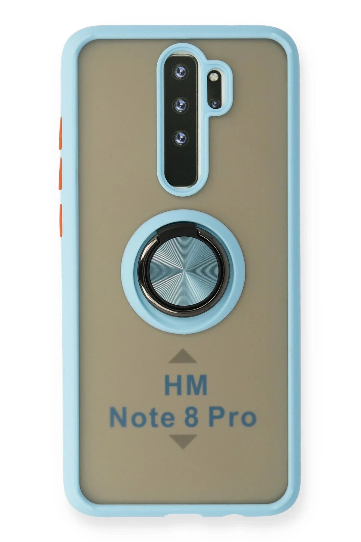 NewFace Xiaomi Redmi Note 8 Pro Kılıf Montreal Yüzüklü Silikon Kapak - Buz Mavi BSTMY