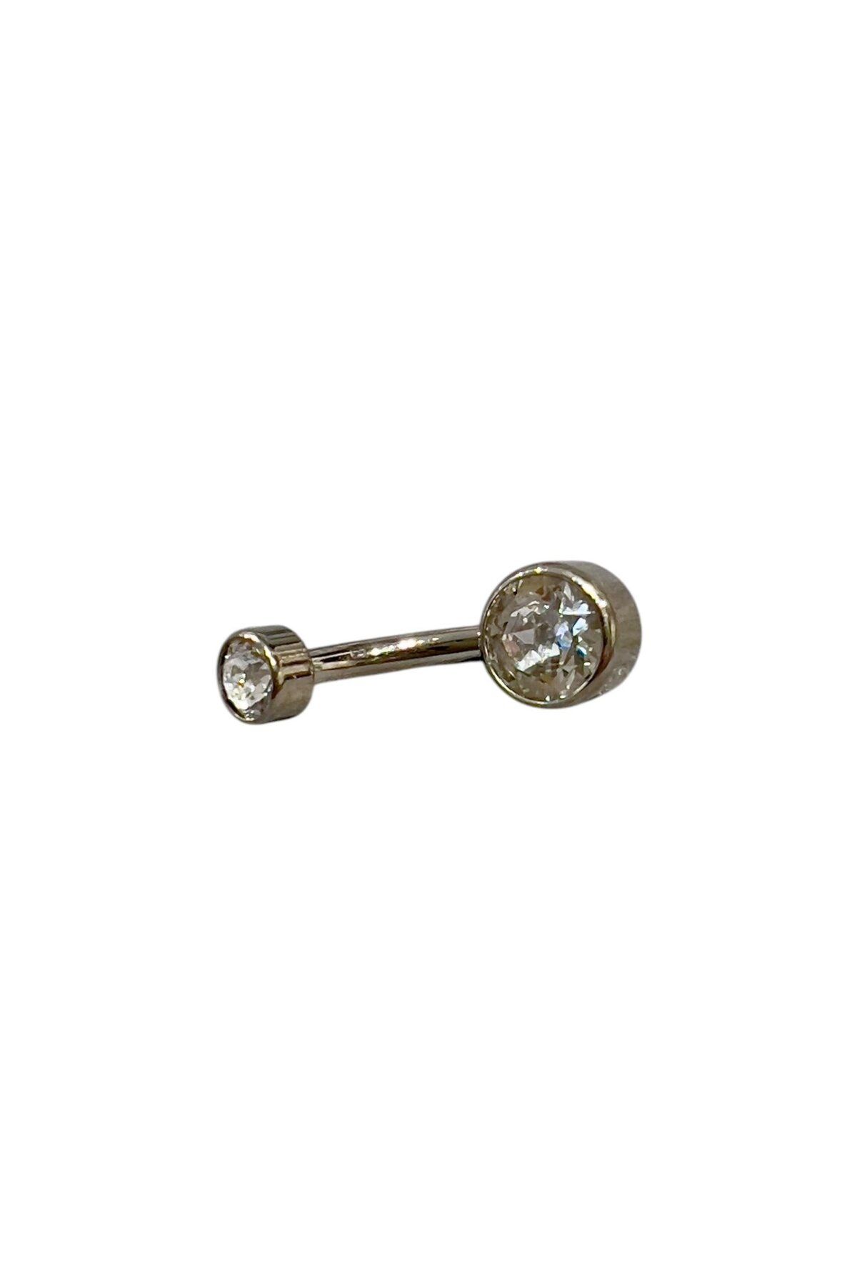 Defne Silver Titanyum Taşlı Göbek Piercing