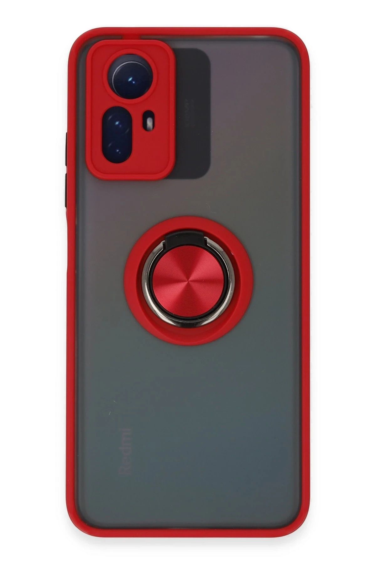 NewFace Xiaomi Redmi Note 12S Kılıf Montreal Yüzüklü Silikon Kapak - Kırmızı NRMSA