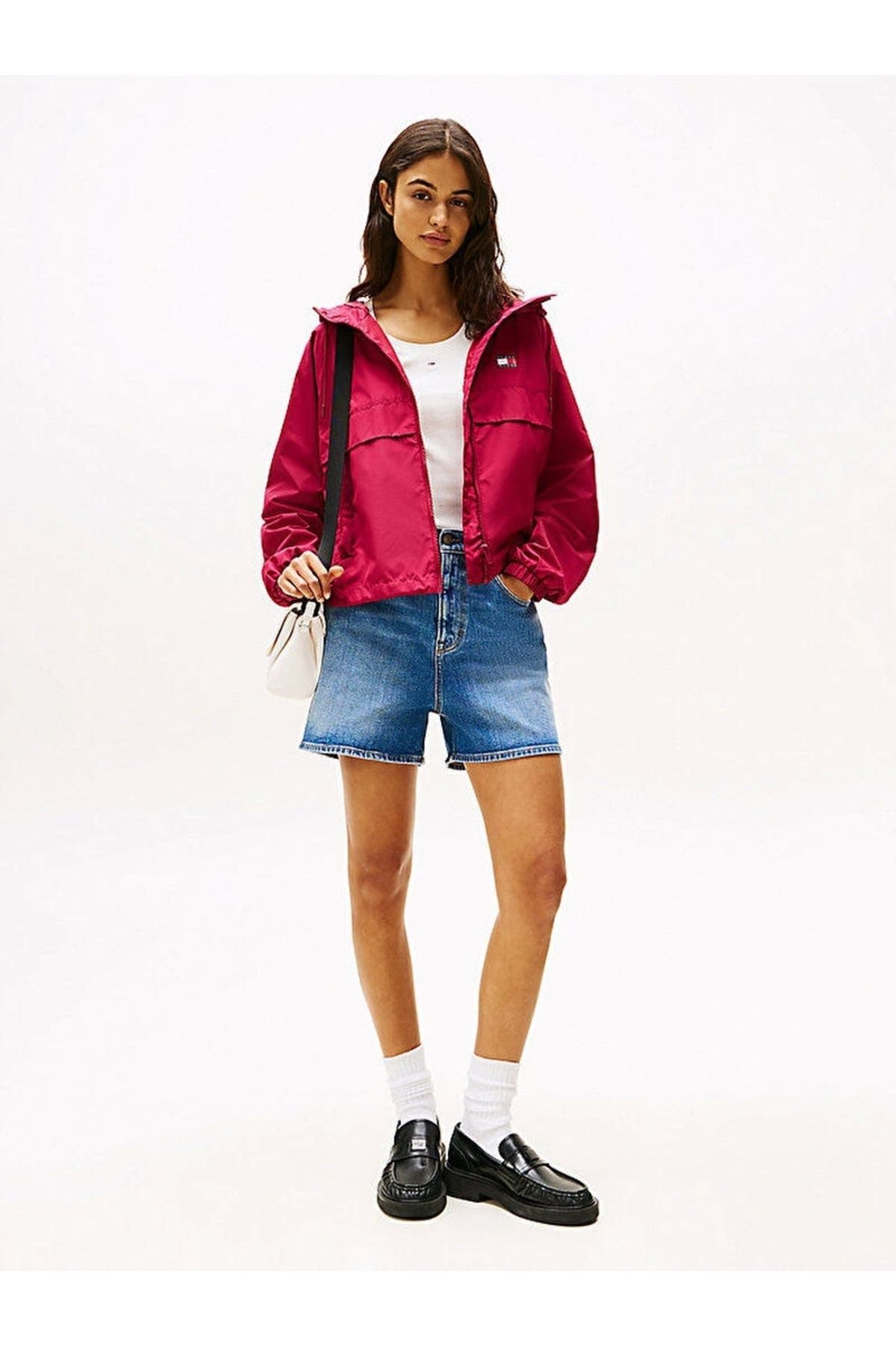Tommy Jeans Tommy Hilfiger Kadın Kırmızı Essential Rüzgarlık Mont