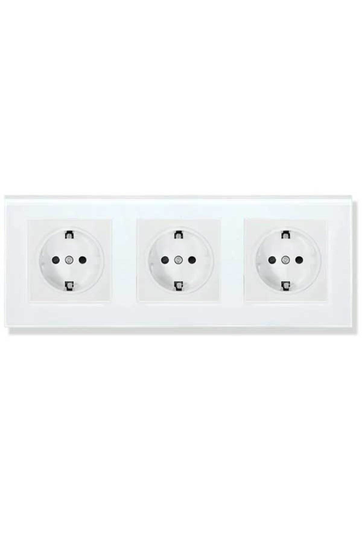 CLASSLIGHTS-Triple socket with tempered glass frame Classlights, 16A, White 1